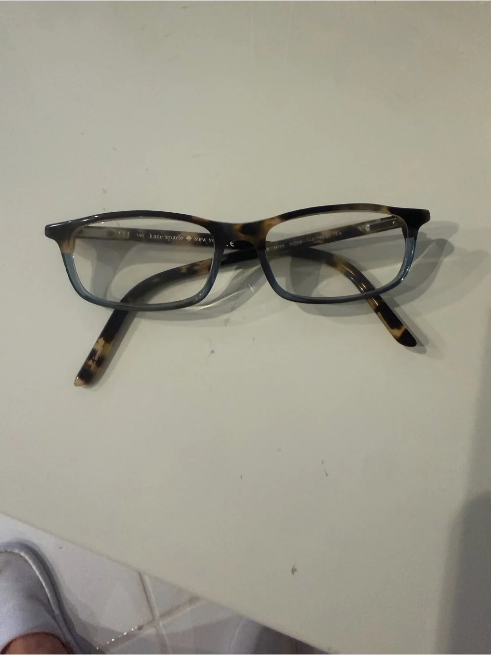 kate spade Tortoiseshell and Blue Rectangular Reading Eyeglasses +2.50